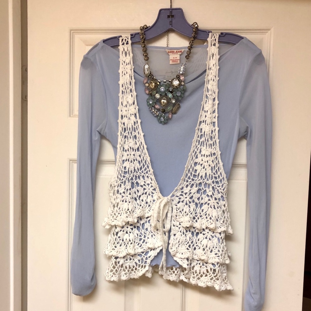 💄White Crochet Vest